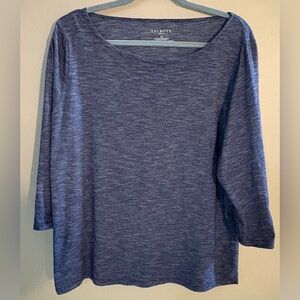 Talbots 2X Navy Blue and White 3/4 Sleeve Top, EUC